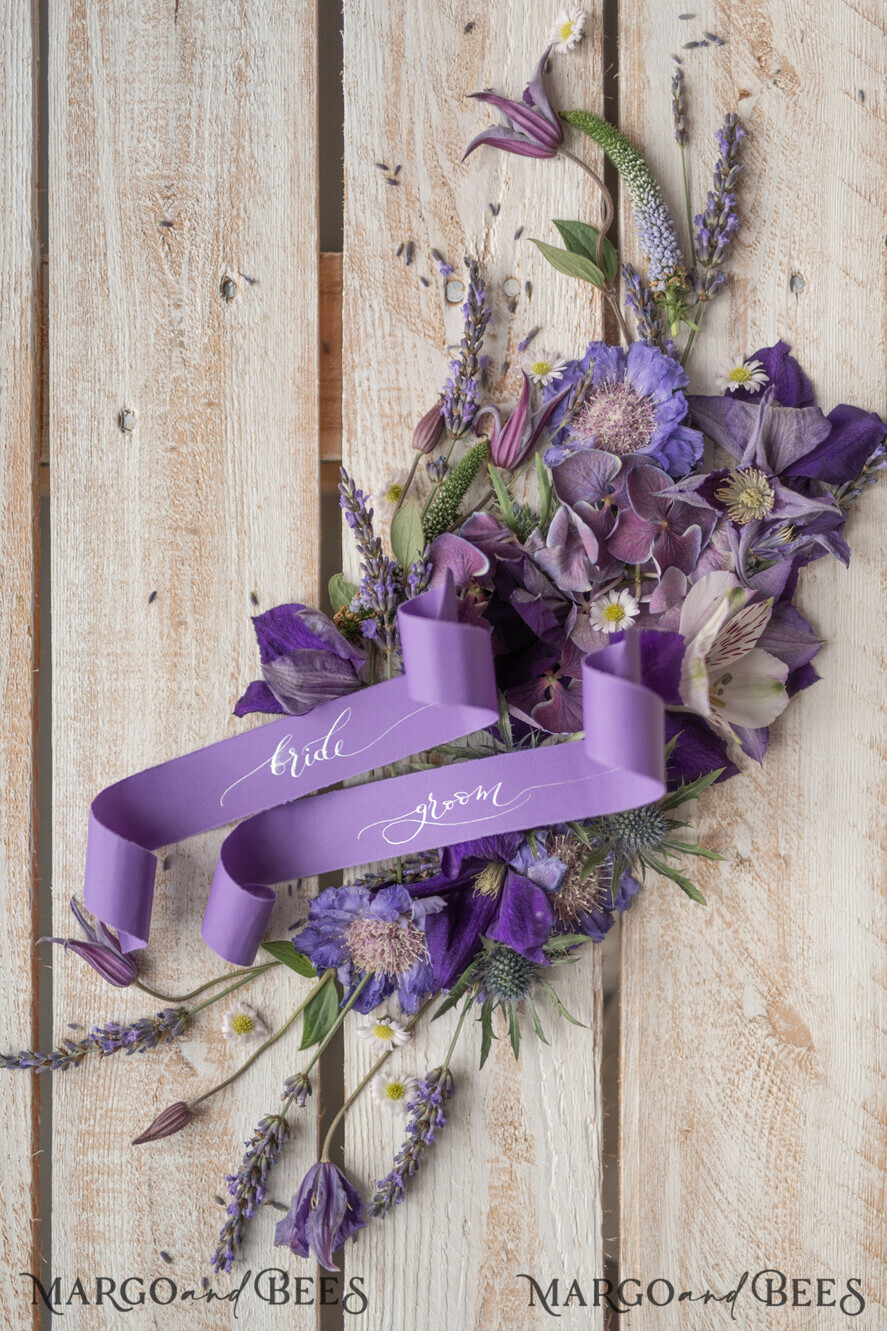 PLACE CARDS / TABLE CARDS calligraphy Purple Calligraphy Elegant Wedding Place Cards, Modern Unique Name Tags For Your Wedding Tables, Purple Luxury Name Tag, Custom Minimalistic Wedding Place Cards