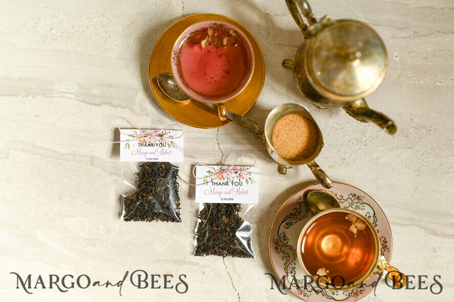 guests favor ideas, personalized tea / coffee bags