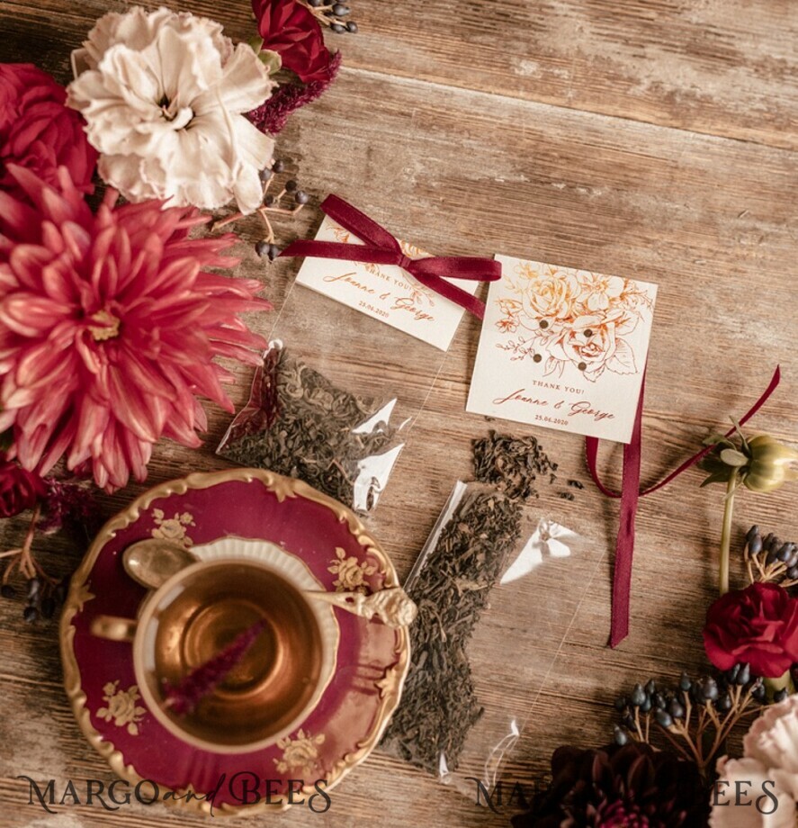 Wedding favor Thank You Tea Bags elegant gold