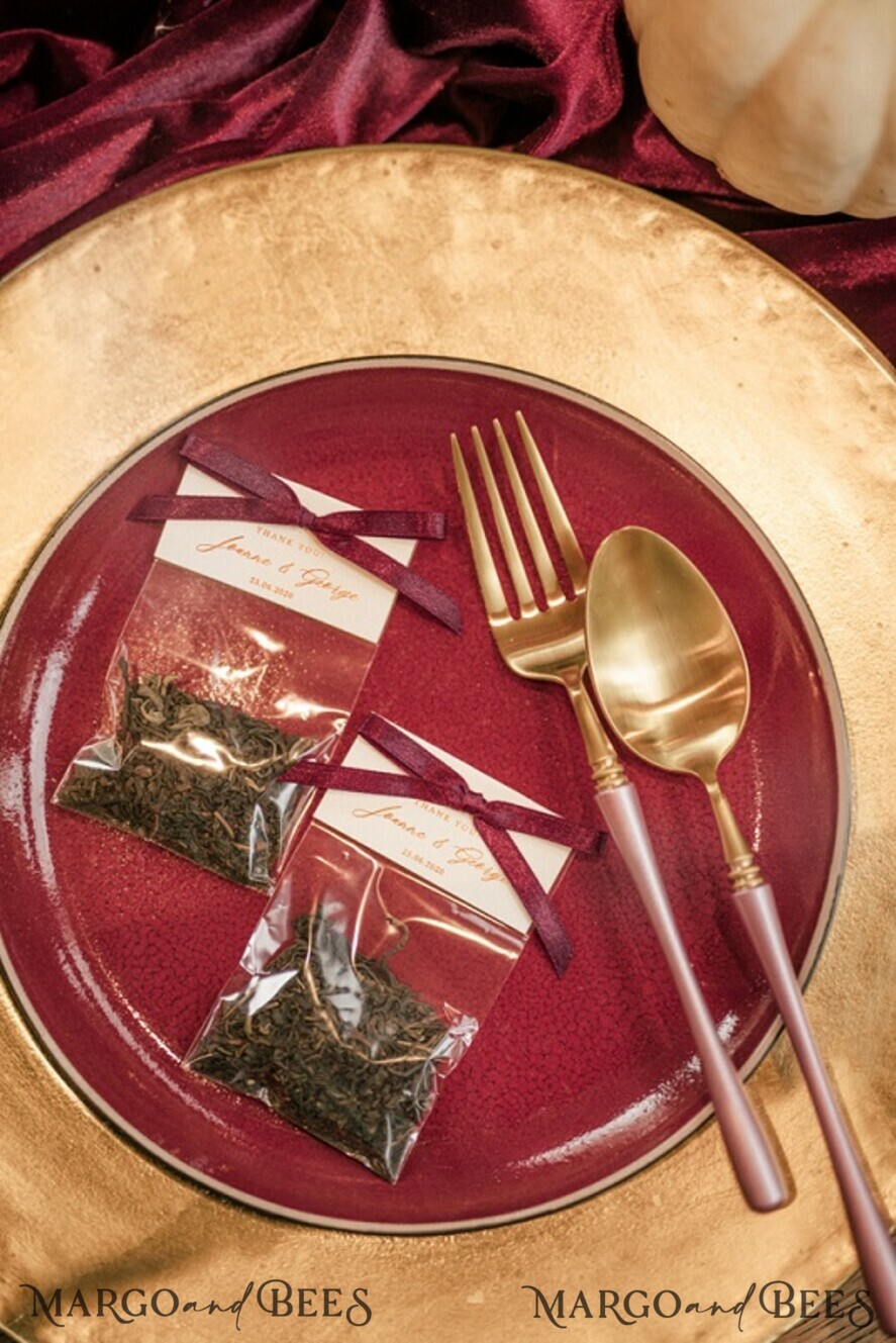 Wedding favor Thank You Tea Bags elegant gold
