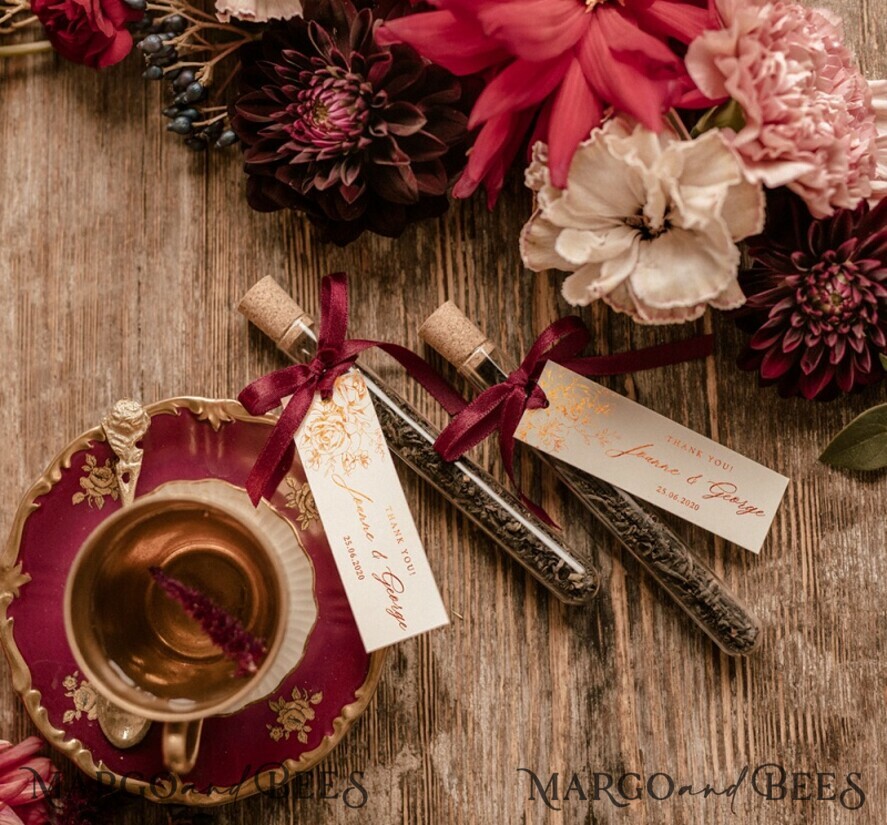 WEDDING FAVORS Wedding Favor Tea Bags Custom Wedding Favor gifts Personalized Tea Favor gold