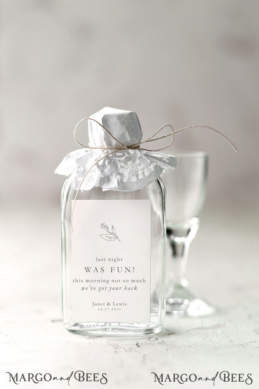 WEDDING FAVORS wedding hangover kits Wedding Thank You favors, hangover kit bottle