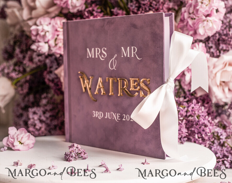 WEDDING GUEST BOOKS Instax Instant Photo Book Mauve Gold Acrylic Wedding Guest Book Personalised, Velvet Dusty Rose Instant Photo Book Boho Elegant Instax Wedding Photo Guestbook