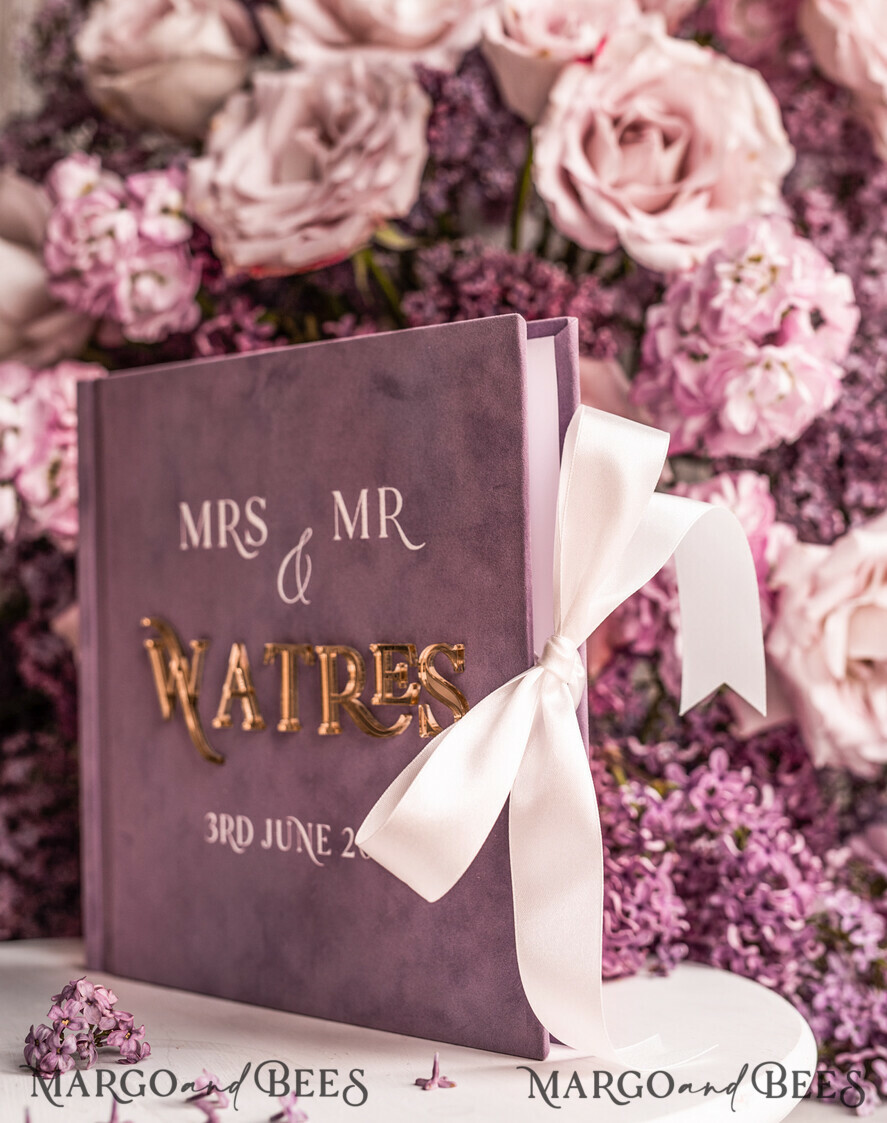 WEDDING GUEST BOOKS Instax Instant Photo Book Mauve Gold Acrylic Wedding Guest Book Personalised, Velvet Dusty Rose Instant Photo Book Boho Elegant Instax Wedding Photo Guestbook