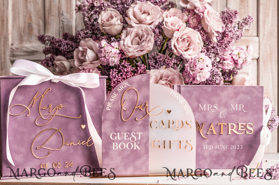 WEDDING GUEST BOOKS Instax Instant Photo Book Mauve Gold Acrylic Wedding Guest Book Personalised, Velvet Dusty Rose Instant Photo Book Boho Elegant Instax Wedding Photo Guestbook