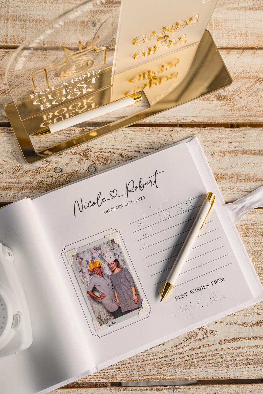 WEDDING GUEST BOOKS Instax Instant Photo Book Pure White Gold Acrylic Wedding Guest Book Personalised and sign set, Velvet white Instant Photo Book Boho Elegant Instax Wedding Photo Guestbook