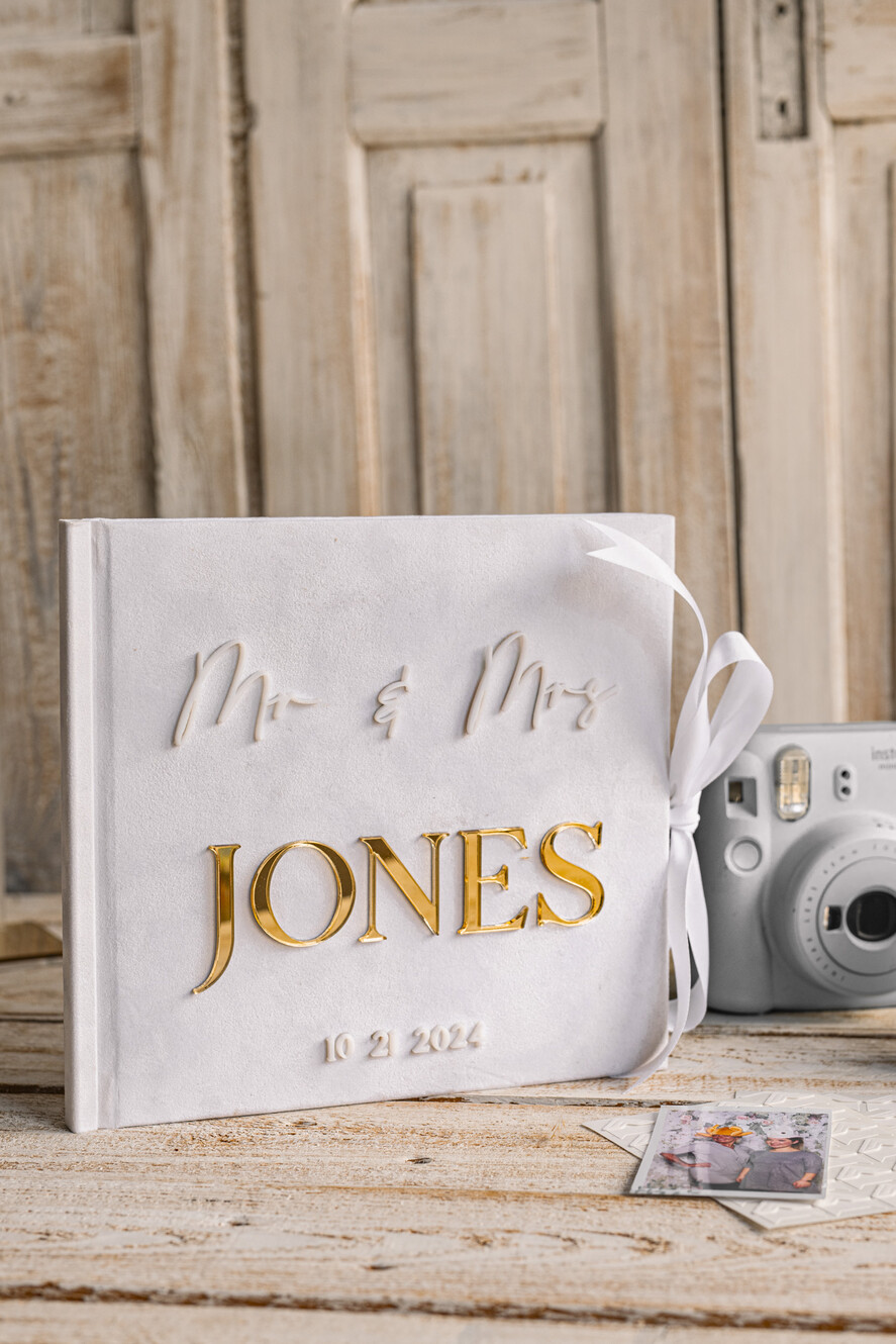 WEDDING GUEST BOOKS Instax Instant Photo Book Pure White Gold Acrylic Wedding Guest Book Personalised and sign set, Velvet white Instant Photo Book Boho Elegant Instax Wedding Photo Guestbook