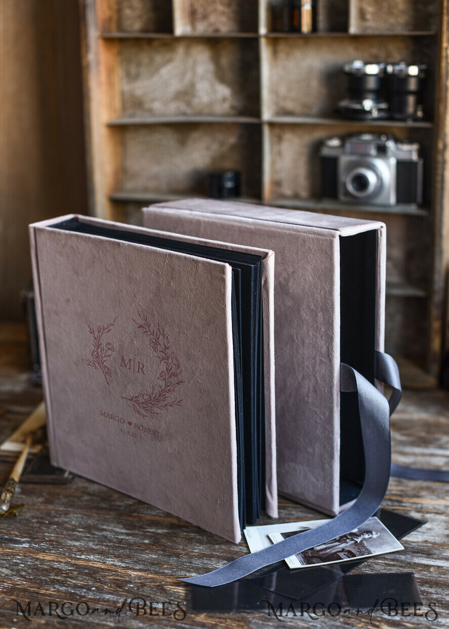 WEDDING GUEST BOOKS Instax Instant Photo Book Velvet Personalized Guest Book with Velvet Box