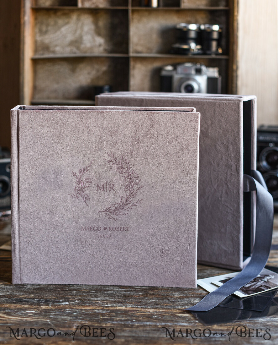 WEDDING GUEST BOOKS Instax Instant Photo Book Velvet Personalized Guest Book with Velvet Box