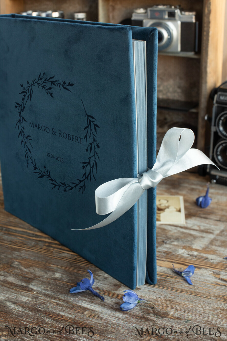 WEDDING GUEST BOOKS Instax Instant Photo Book Presonalised Blue Wedding Guest Book, Instant Wedding Photo Book Instax • Velvet Wedding Photo Guestbook