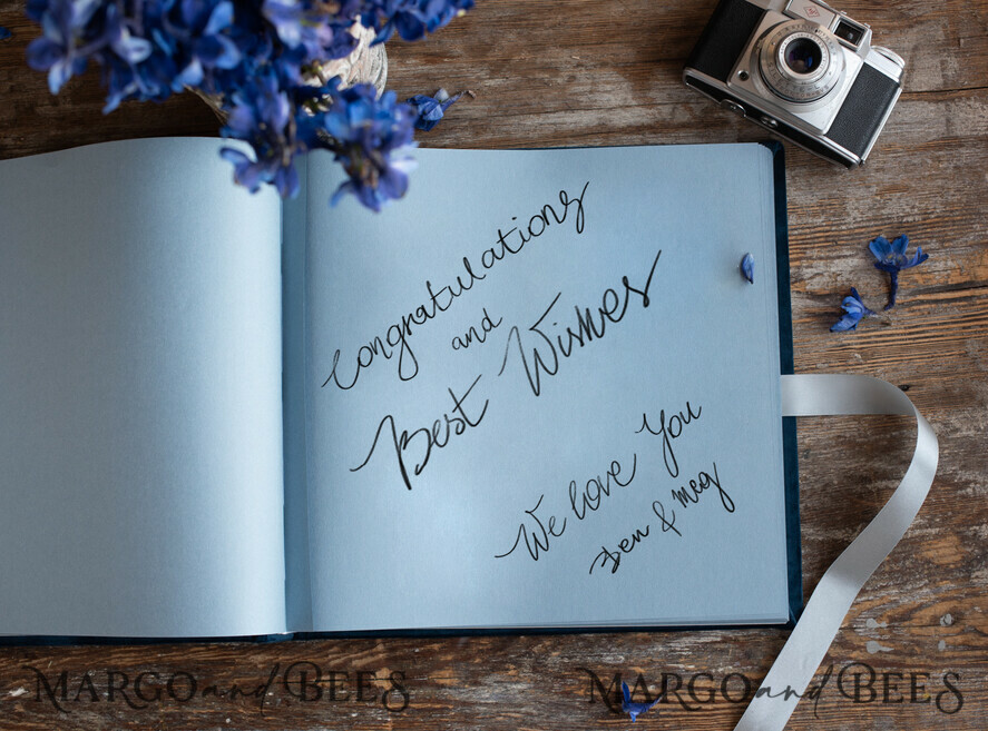 WEDDING GUEST BOOKS Instax Instant Photo Book Presonalised Blue Wedding Guest Book, Instant Wedding Photo Book Instax • Velvet Wedding Photo Guestbook