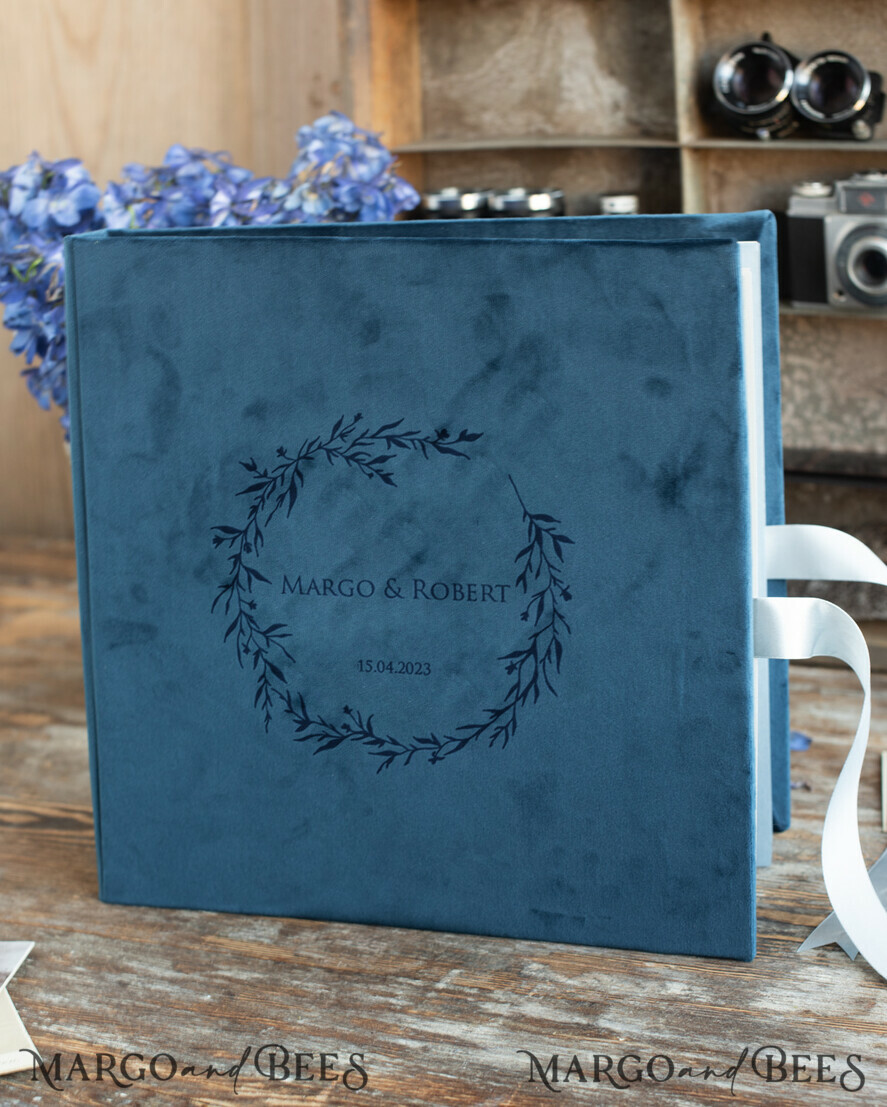 WEDDING GUEST BOOKS Instax Instant Photo Book Presonalised Blue Wedding Guest Book, Instant Wedding Photo Book Instax • Velvet Wedding Photo Guestbook