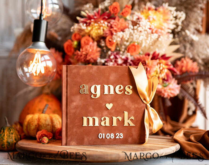 WEDDING GUEST BOOKS Instax Instant Photo Book Fall Terracotta Gold Acrylic Wedding Guest Book Personalised, Velvet Rust Instant Photo Book Boho Elegant Instax Wedding Photo Guestbook