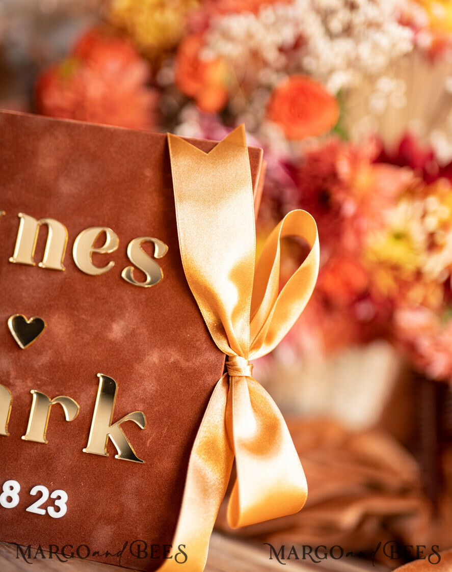 WEDDING GUEST BOOKS Instax Instant Photo Book Fall Terracotta Gold Acrylic Wedding Guest Book Personalised, Velvet Rust Instant Photo Book Boho Elegant Instax Wedding Photo Guestbook