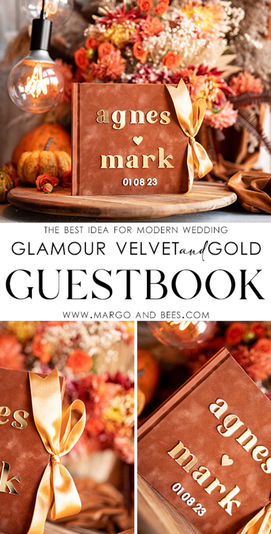 WEDDING GUEST BOOKS Instax Instant Photo Book Fall Terracotta Gold Acrylic Wedding Guest Book Personalised, Velvet Rust Instant Photo Book Boho Elegant Instax Wedding Photo Guestbook