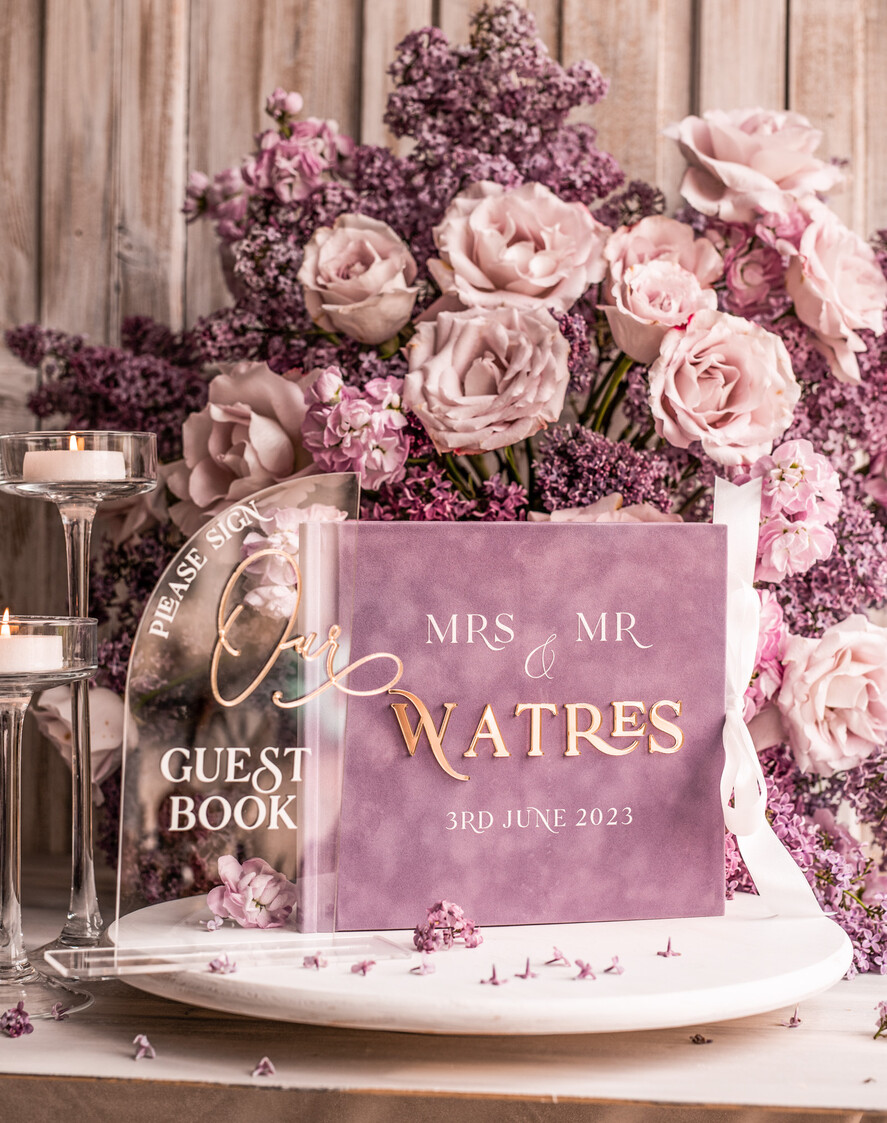 WEDDING GUEST BOOKS Instax Instant Photo Book Mauve Gold Acrylic Wedding Guest Book Personalised, Velvet Dusty Rose Instant Photo Book Boho Elegant Instax Wedding Photo Guestbook