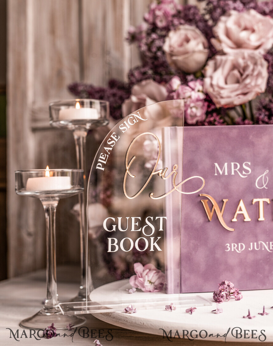 WEDDING GUEST BOOKS Instax Instant Photo Book Mauve Gold Acrylic Wedding Guest Book Personalised, Velvet Dusty Rose Instant Photo Book Boho Elegant Instax Wedding Photo Guestbook