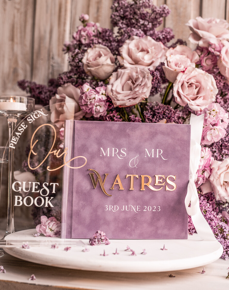 WEDDING GUEST BOOKS Instax Instant Photo Book Mauve Gold Acrylic Wedding Guest Book Personalised, Velvet Dusty Rose Instant Photo Book Boho Elegant Instax Wedding Photo Guestbook