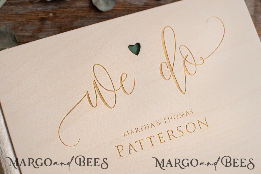 WEDDING GUEST BOOKS Instax Instant Photo Book We Do Wooden Wedding GuestBook, Wood Engraved Personalized Wedding Album • Rustic Photo Booth Book