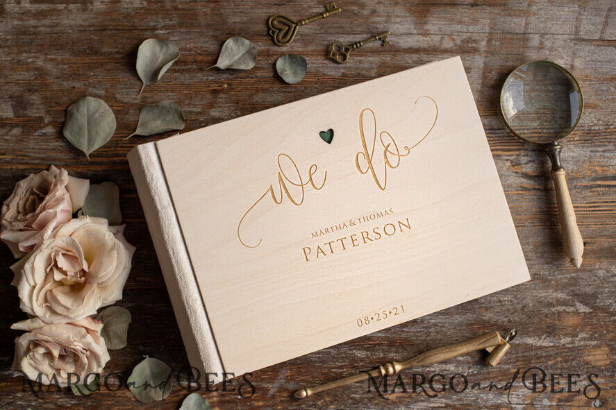 WEDDING GUEST BOOKS Instax Instant Photo Book We Do Wooden Wedding GuestBook, Wood Engraved Personalized Wedding Album • Rustic Photo Booth Book