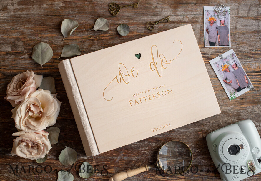 WEDDING GUEST BOOKS Instax Instant Photo Book We Do Wooden Wedding GuestBook, Wood Engraved Personalized Wedding Album • Rustic Photo Booth Book