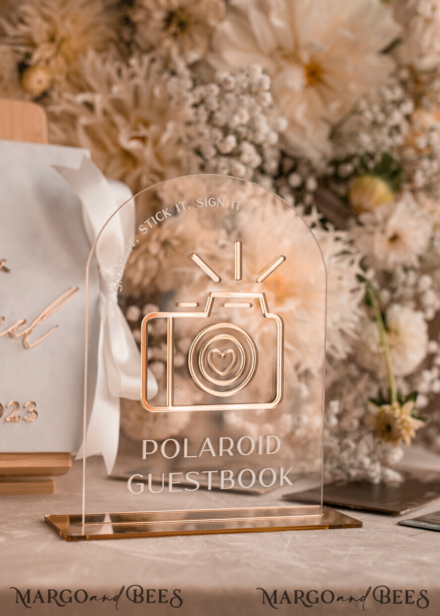 WEDDING GUEST BOOKS Instax Instant Photo Book Pure White Gold Acrylic Wedding Guest Book Personalised and sign set, Velvet Instant Photo Book Boho Elegant Instax Wedding Photo Guestbook