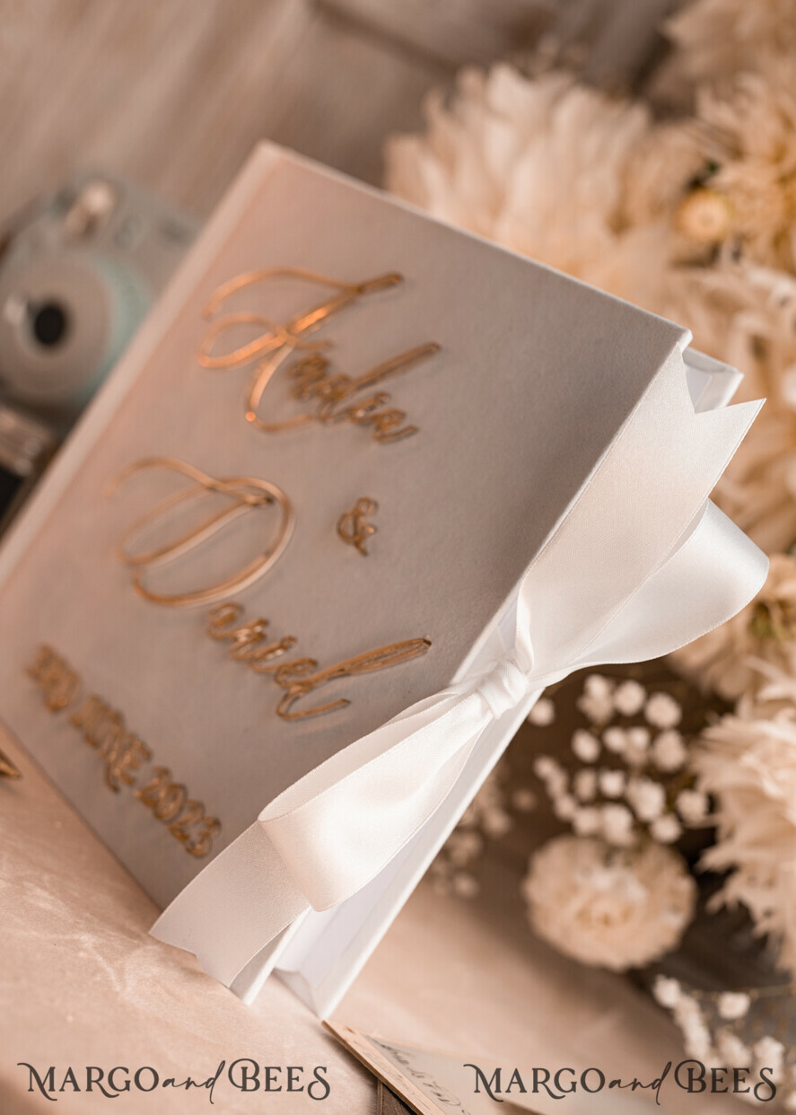 WEDDING GUEST BOOKS Instax Instant Photo Book Pure White Gold Acrylic Wedding Guest Book Personalised and sign set, Velvet Instant Photo Book Boho Elegant Instax Wedding Photo Guestbook