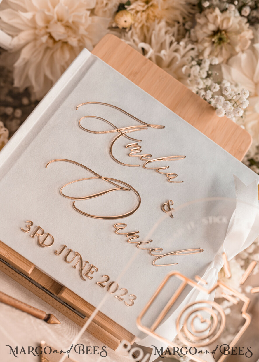 WEDDING GUEST BOOKS Instax Instant Photo Book Pure White Gold Acrylic Wedding Guest Book Personalised and sign set, Velvet Instant Photo Book Boho Elegant Instax Wedding Photo Guestbook
