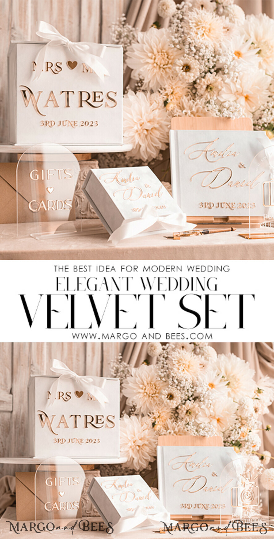 WEDDING GUEST BOOKS Instax Instant Photo Book Pure White Gold Acrylic Wedding Guest Book Personalised and sign set, Velvet Instant Photo Book Boho Elegant Instax Wedding Photo Guestbook