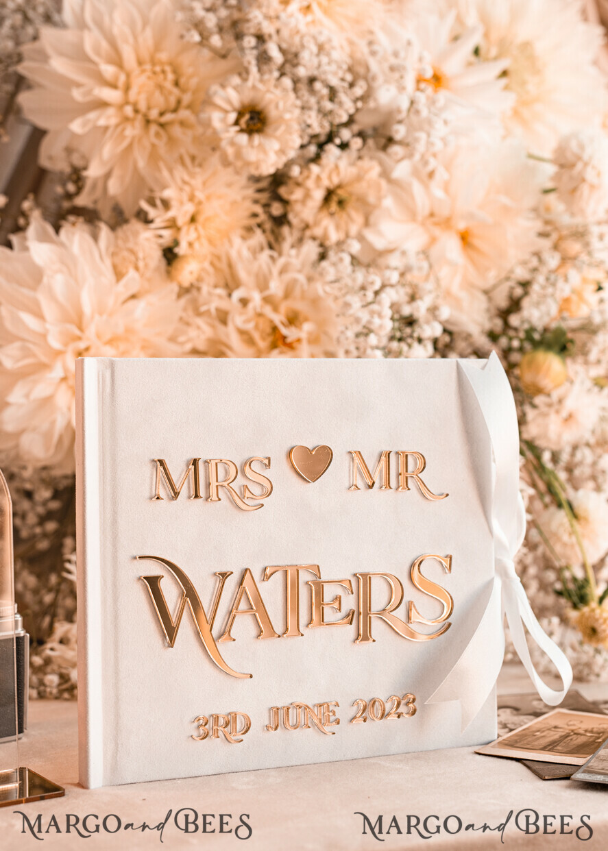 WEDDING GUEST BOOKS Instax Instant Photo Book Pure White Gold Acrylic Wedding Guest Book Personalised and sign set, Velvet Instant Photo Book Boho Elegant Instax Wedding Photo Guestbook