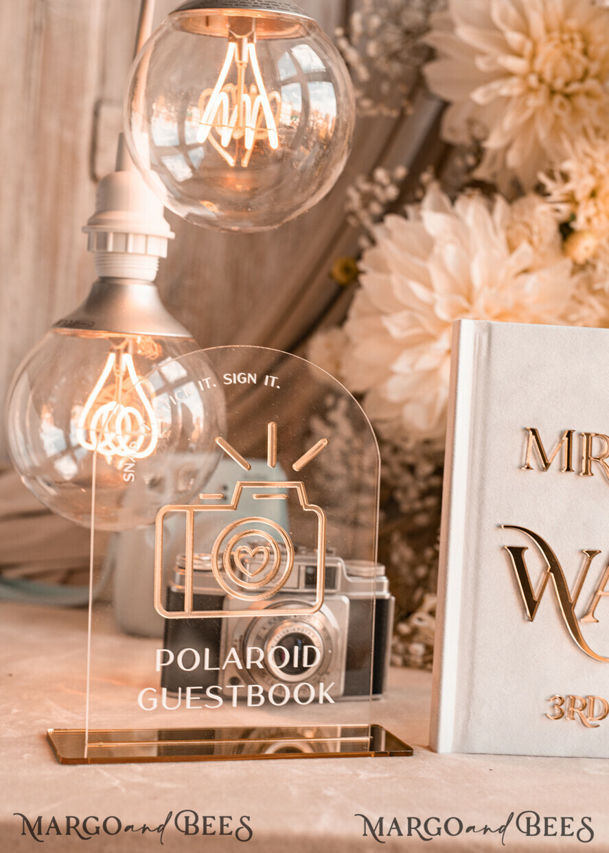 WEDDING GUEST BOOKS Instax Instant Photo Book Pure White Gold Acrylic Wedding Guest Book Personalised and sign set, Velvet Instant Photo Book Boho Elegant Instax Wedding Photo Guestbook
