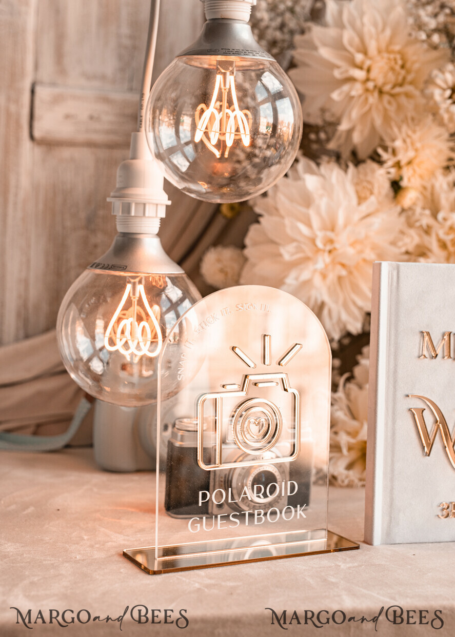 WEDDING GUEST BOOKS Instax Instant Photo Book Pure White Gold Acrylic Wedding Guest Book Personalised and sign set, Velvet Instant Photo Book Boho Elegant Instax Wedding Photo Guestbook
