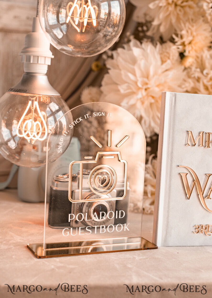 WEDDING GUEST BOOKS Instax Instant Photo Book Pure White Gold Acrylic Wedding Guest Book Personalised and sign set, Velvet Instant Photo Book Boho Elegant Instax Wedding Photo Guestbook