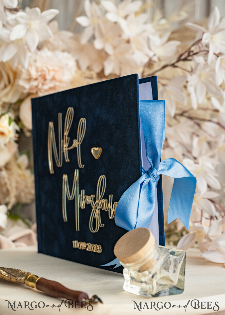 WEDDING GUEST BOOKS Instax Instant Photo Book Navy Blue Gold Acrylic Wedding Guest Book Personalised & sign set, Velvet Dark Blue Instant Photo Book Boho Elegant Instax Wedding Photo Guestbook
