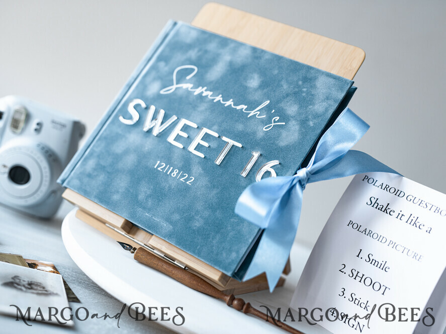 WEDDING GUEST BOOKS Instax Instant Photo Book Sweet 16 Guest Book Personalised, Velvet Instant Photo Book Boho Elegant Instax Sweet 16 Photo Guestbook