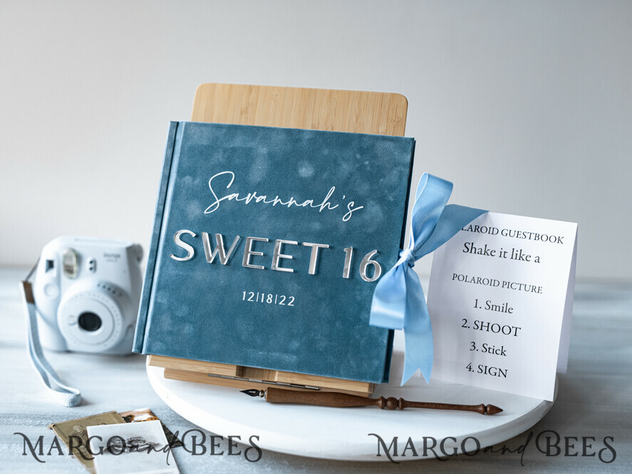 WEDDING GUEST BOOKS Instax Instant Photo Book Sweet 16 Guest Book Personalised, Velvet Instant Photo Book Boho Elegant Instax Sweet 16 Photo Guestbook