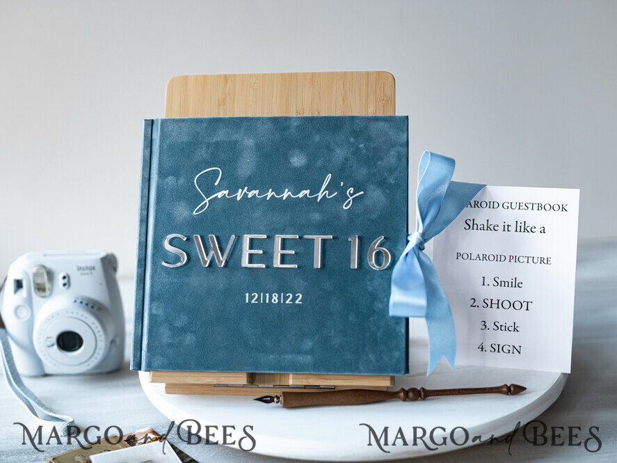 WEDDING GUEST BOOKS Instax Instant Photo Book Sweet 16 Guest Book Personalised, Velvet Instant Photo Book Boho Elegant Instax Sweet 16 Photo Guestbook
