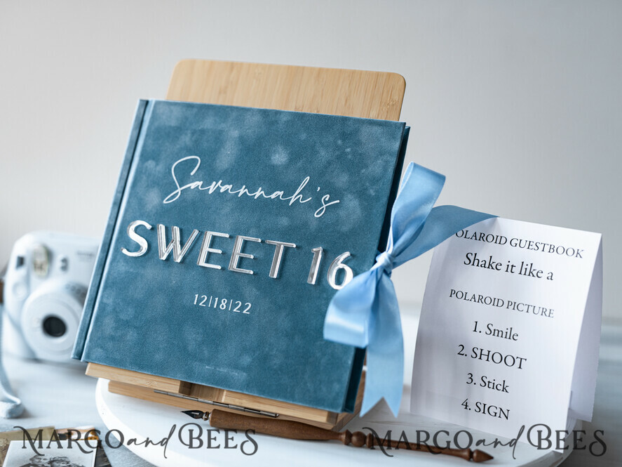 WEDDING GUEST BOOKS Instax Instant Photo Book Sweet 16 Guest Book Personalised, Velvet Instant Photo Book Boho Elegant Instax Sweet 16 Photo Guestbook