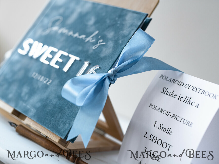 WEDDING GUEST BOOKS Instax Instant Photo Book Sweet 16 Guest Book Personalised, Velvet Instant Photo Book Boho Elegant Instax Sweet 16 Photo Guestbook