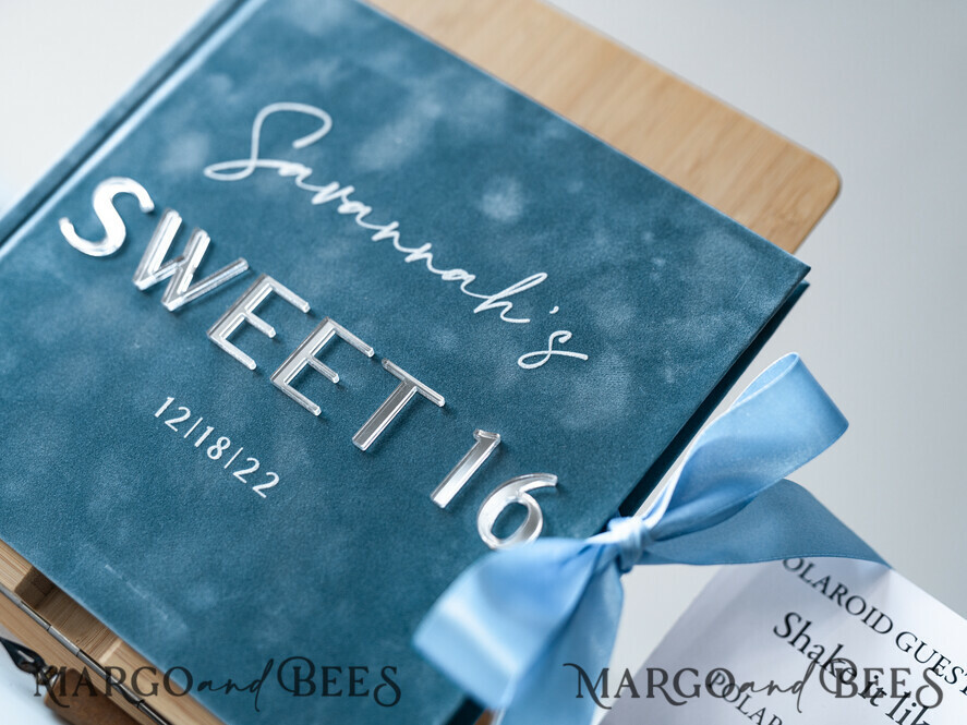 WEDDING GUEST BOOKS Instax Instant Photo Book Sweet 16 Guest Book Personalised, Velvet Instant Photo Book Boho Elegant Instax Sweet 16 Photo Guestbook