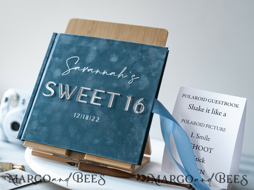 WEDDING GUEST BOOKS Instax Instant Photo Book Sweet 16 Guest Book Personalised, Velvet Instant Photo Book Boho Elegant Instax Sweet 16 Photo Guestbook