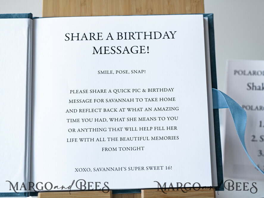 WEDDING GUEST BOOKS Instax Instant Photo Book Sweet 16 Guest Book Personalised, Velvet Instant Photo Book Boho Elegant Instax Sweet 16 Photo Guestbook