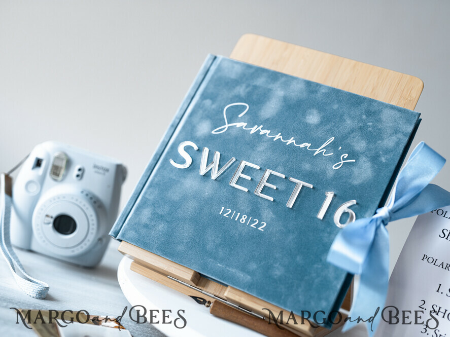 WEDDING GUEST BOOKS Instax Instant Photo Book Sweet 16 Guest Book Personalised, Velvet Instant Photo Book Boho Elegant Instax Sweet 16 Photo Guestbook