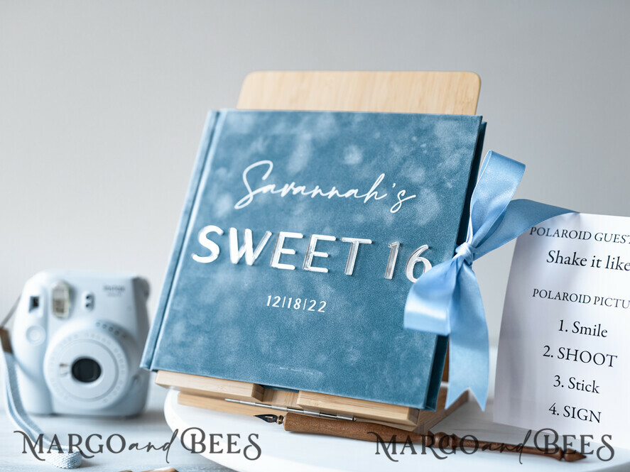 WEDDING GUEST BOOKS Instax Instant Photo Book Sweet 16 Guest Book Personalised, Velvet Instant Photo Book Boho Elegant Instax Sweet 16 Photo Guestbook