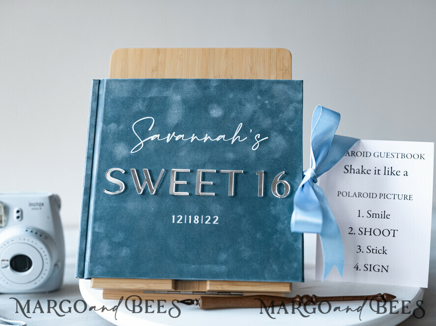 WEDDING GUEST BOOKS Instax Instant Photo Book Sweet 16 Guest Book Personalised, Velvet Instant Photo Book Boho Elegant Instax Sweet 16 Photo Guestbook