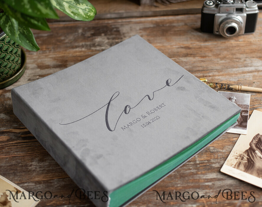 WEDDING GUEST BOOKS Instax Instant Photo Book Wedding Guest Book Personalised, Velvet Grey Instant Photo Book, Custom Elegant Instax Wedding Photo Guestbook