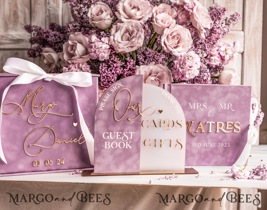 WEDDING GUEST BOOKS Instax Instant Photo Book Mauve Gold Acrylic Wedding Guest Book Personalised, Velvet Dusty Rose Instant Photo Book Boho Elegant Instax Wedding Photo Guestbook