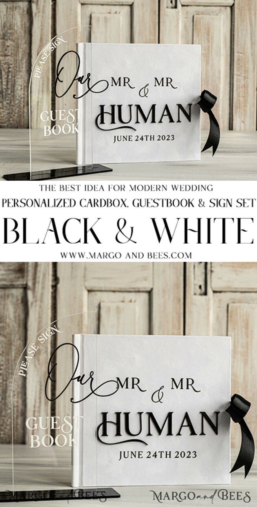 WEDDING GUEST BOOKS Instax Instant Photo Book White Velvet and Black Acrylic Wedding Guest Book Personalised, Velvet White Instant Photo Book Boho Elegant Instax Wedding Photo Guestbook, BWs