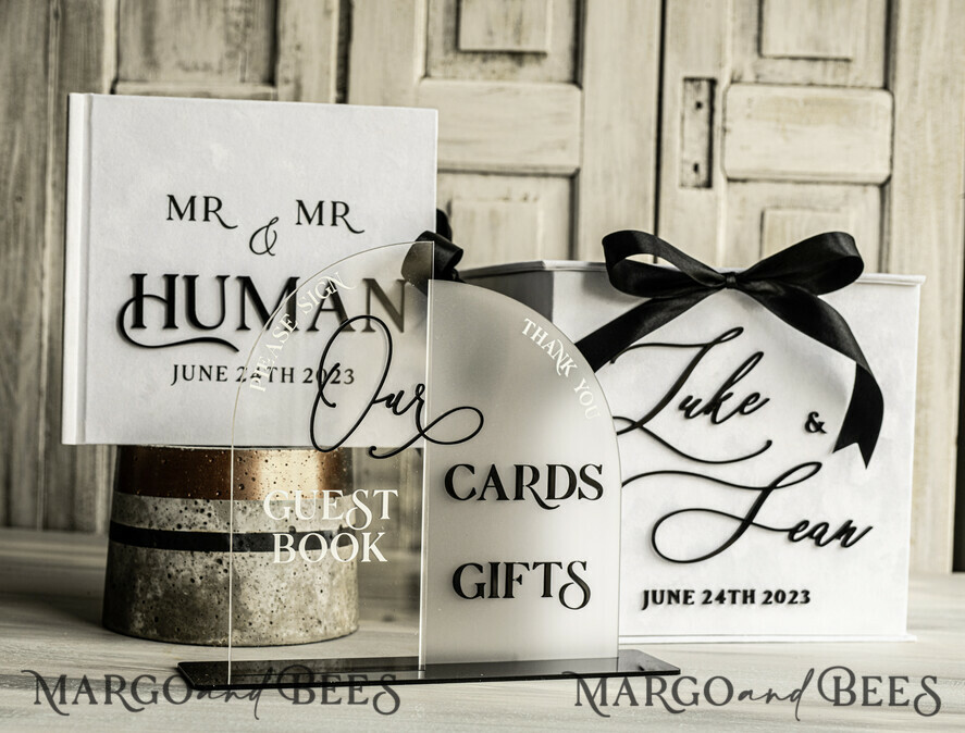 WEDDING GUEST BOOKS Instax Instant Photo Book White Velvet and Black Acrylic Wedding Guest Book Personalised, Velvet White Instant Photo Book Boho Elegant Instax Wedding Photo Guestbook, BWs