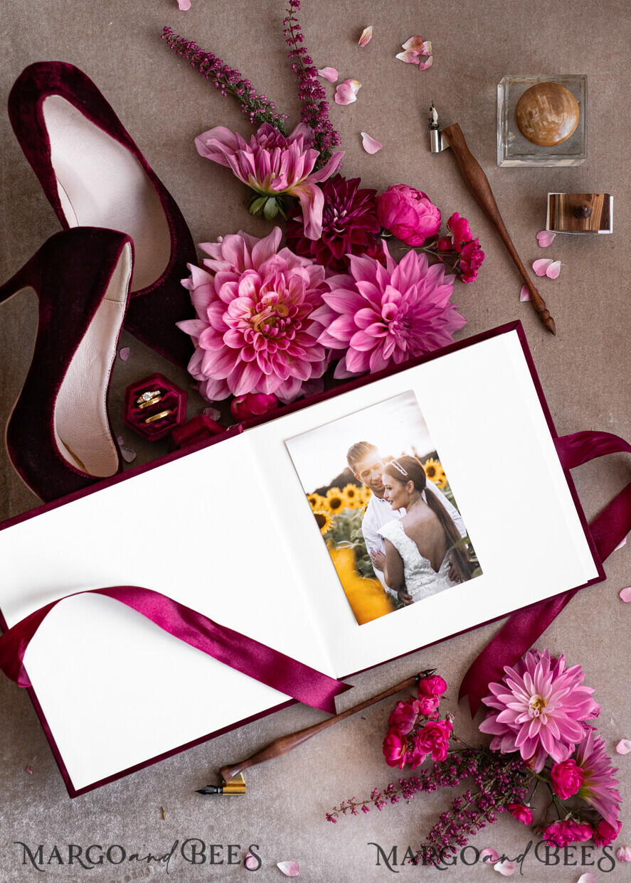 WEDDING GUEST BOOKS Instax Instant Photo Book Maroon Gold Acrylic Wedding Guest Book Personalised and sign set, Velvet Garden Burgundy Instant Photo Book Boho Elegant Marsala Instax Wedding Photo Guestbook